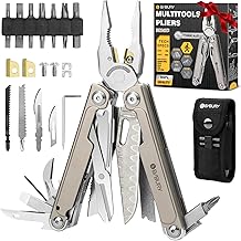 BIBURY Multitool Titan & Damast Messer – Multifunktionswerkzeug mit Zange, Schere, austauschbarer…