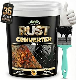 2-in-1 Rostumwandler & Metall Grundierung, 1L Schwarz Rostschutz farbe für Metall, Ultra Auto Ro…