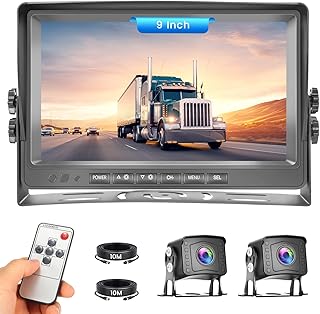 Rückfahrkamera System mit Dual Kamera, Videoaufzeichnung 9 Zoll LCD Monitor DVR, IP69 Wasserdich…