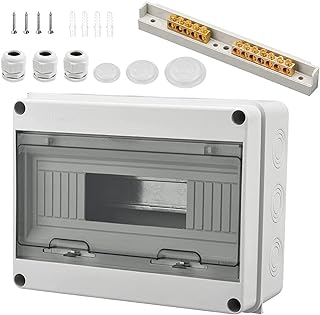 Sicherungskasten Aufputz, Verteiler IP65-1 Reihig-12 Module, Mit 7 Terminals 3 Steckverbinder, Ge…