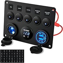 Kohree 12V Schalter Panel 5 Gang IP65 Wasserdicht Schaltpanel 12V/24V 4.2A, Dual-USB-Ladegerät L…
