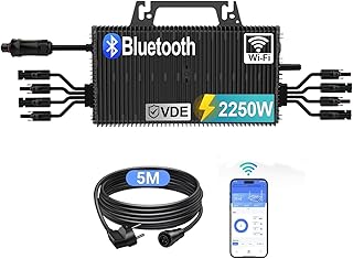Mikro Wechselrichter 2250w, Solar PV Wechselrichter mit WLAN, IP67 wasserdicht, mit 5m AC Kabel f…