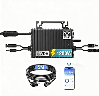 Mikro Wechselrichter 1200w, Solar PV Wechselrichter mit WLAN, IP67 wasserdicht, mit 5m AC Kabel f…