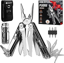 BIBURY Multitool, 19 in 1 Edelstahl Multitool Werkzeug mit Zange Klappmesser Schere Schraubendreh…