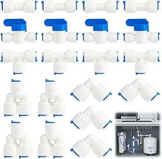 20pcs Wasserzulaufleitung Universal Anschluss Set 1/4 Zoll Wasserfilter Fitting Pushfit Stecker W…