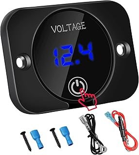 Linkstyle DC Digitales Voltmeter, Wasserdichtes Batterie Anzeige 12V 24V mit Touch Schalter Verpo…
