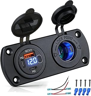 12V Steckdose 2-in-1 Panel für Wohnmobil Camper Boot, 2X PD 3.0(30 W+36 W) & 1x QC 3.0 18 W, mit…