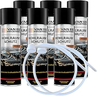 VE-INDUSTRIES 6X Hohlraumschutz braun Hohlraumversiegelung Spray 500ml Wachs + 60cm Sonde