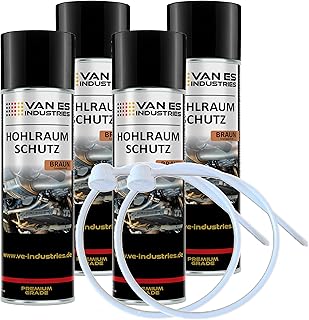 VE-INDUSTRIES Hohlraumschutz Hohlraumversiegelung Spray 4X 500ml Braun Wachs + 60cm Sonden