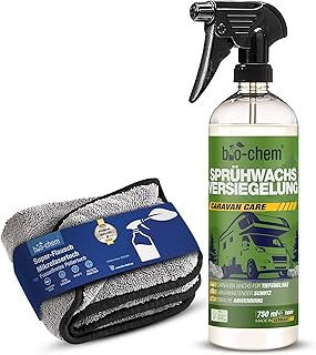bio-chem Sprühwachs Versiegelung 750 ml inkl. Poliertuch I Flüssiges Carnauba Wachs zur Lackver…