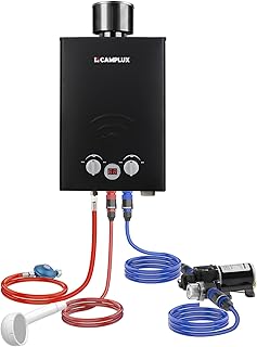 CAMPLUX 6 Liter Tankless Gasdurchlauferhitzer 50mbar, LPG Durchlauferhitzer mit 12V Wasserpumpe &…