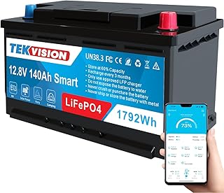 Tekvision Lithium LiFePO4 12V 140Ah H7 bluetooth JBD 150A BMS 1792W Leistungsstark Versorgung Bat…