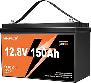 YEAGULCH 12V 150Ah LiFePO4 Lithium Batterie – Integriertes 100A BMS 1920Wh wiederaufladbare 12V…