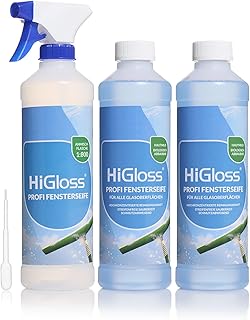 HiGloss Profi Fensterseife 2x 500ml Hochkonzentrat – Glasreiniger für streifenfreien Glanz mit…
