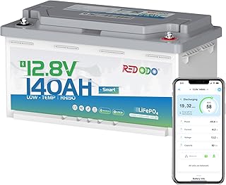 Redodo 12V 140Ah H190 Bluetooth Untersitz-LiFePO4 Batterie mit 189mm Höhe, 1792Wh Tiefzyklus Lit…