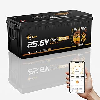 LiFePO4 25.6V 100Ah Lithium Batterie Bluetooth mit 150A BMS Low Temperature Schutz und Max. 15000…