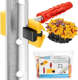 Befestigungssystem für Putzleisten Set Griffe + Dübel 6×30/50 Stuckleiste Unterputz Schnellputz…