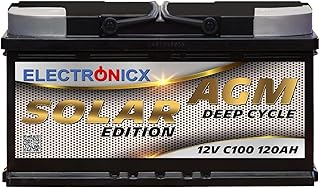 Electronicx AGM Versorgungsbatterie 120Ah 12V – Deep Cycle Solar Edition – 12V C100 Solarbatt…