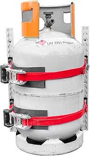 Gasflaschenhalterung Universal | Set mit zwei Airlineschienen für Wand oder Boden, zwei Zurrgurt…