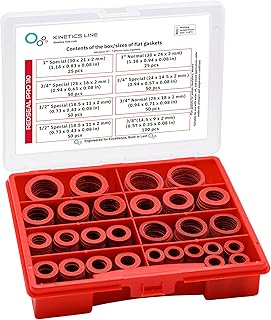 Dichtungsbox mit 400 Vulkanit Fiber Flachdichtungen – 3/8-1 Zoll Formstabile Hartdichtungen für …