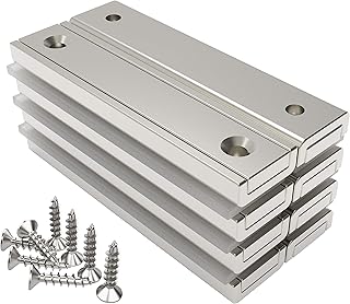 Magnetpro 8 Stück Rechteckmagnete 30 KG Kraft 60 x 13,5 x 5 mm mit Loch und Stahlkapsel, Haushal…