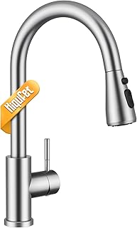 Hiqufet Küchenarmatur, Ausziehbarer Wasserhahn mit Edelstahl-Sprühbrause und 3 Sprühfunktionen…