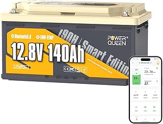 Power Queen 12V 140AH H190 Bluetooth Lithium Batterie, Upgradierte 150A-BMS mit Tiefkälteschutzf…