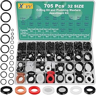 XBVV 32 Größe 705 Pcs Plumbing Unterlegscheiben und O-Ring-Kit 2-in-1 Gummidichtung Sortiment K…