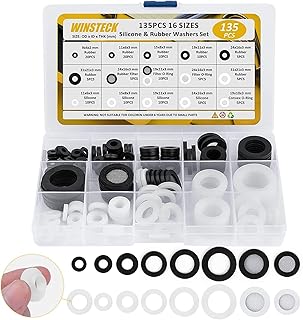 135 Stücke 16 Größen Dichtungsringe Set, Schlauch Unterlegscheiben Gummi Flachdichtung Wasserh…