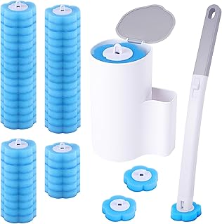 wlich Einweg Toilettenbürste, Klobürste mit 48 Stück Reiniger Nachfüllungen und Wandhalterung…