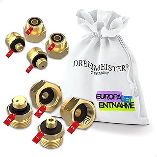 Gas Adapter Gasflaschen Anschlussset Europa für die Entnahme – Anschluss von deutschen KLF Gerä…