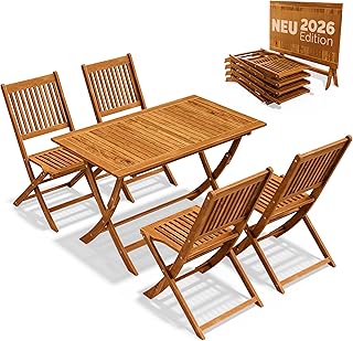 Casaria® Gartenmöbel Set Modell 2026 – NEU: Extra Stabiler Tisch mit umlaufender Verstärkungsl…