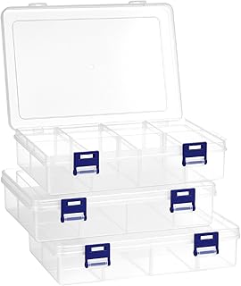 QWORK® 3 Stück Sortierboxen für Kleinteile, 8-Fächer Aufbewahrungsbox für Schmuck & Accessoi…