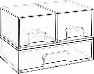 Vtopmart Boxen Aufbewahrung mit 3 Schubladen, Clear Schminktisch Organizer, Anti-Rutsch Organizer…