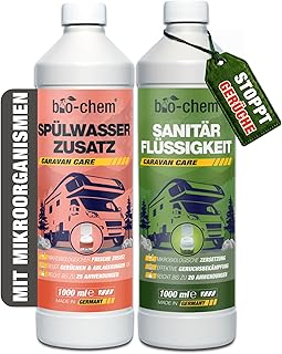bio-chem Campingtoiletten-Zusätze: Mikrobiologische Sanitärflüssigkeit 1 L + Spülwasserzusatz…