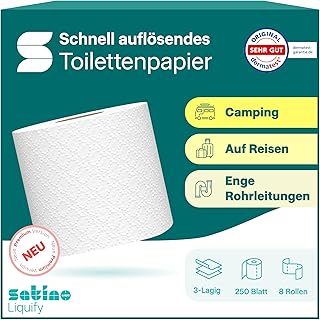 Satino Liquify – Premium Camping Toilettenpapier 3-lagig – genauso schnellauflösend wie sein V…