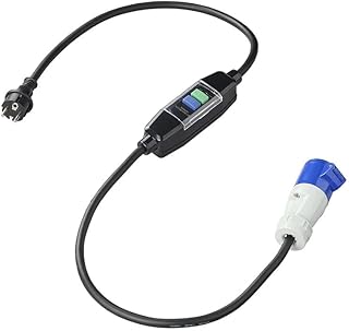 Adapterkabel 150 cm Schuko auf CEE mit integriertem FI-Schalter – Fehlerstromschutz IP44/IP55 f…