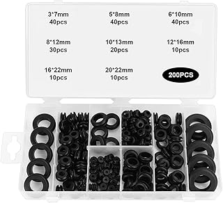 Gummitüllen-Dichtungsring-Set, Tapsin 200-teiliges Gummitüllen-Sortiment-Set, 8 Größen, Gummi…