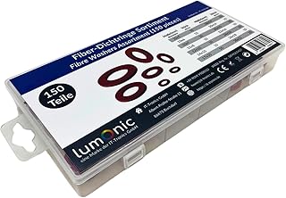 Lumonic Fiber Dichtring Sortiment | 150 Teile, 14 gängige Größen (10-24mm) | Sanitär Flachdic…