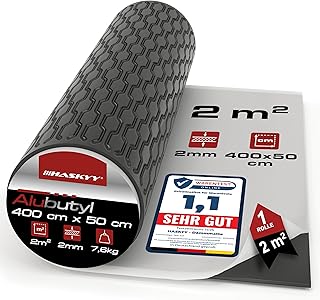 HASKYY 2mm 2qm Alubutyl BLACK Anti Dröhn Dämmmatte selbstklebend Auto Dämmung – KFZ Lärmschut…