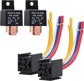 EHDIS 2 Stück Relais12V 80A 5 Pin für Car Auto Truck Motor Car Relay mit Steckdose 5-Polig KFZ …