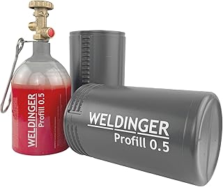 WELDINGER befüllbare Aluminium Propanflasche Profill 0.5 0,425 kg rot Handwerkerflasche