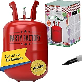 Helium Ballongas für ca.30 Ballons | Heliumflasche Gasfüllung | Luftballons | Party Factory Hel…