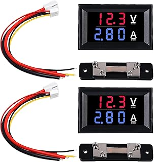 2 Stück 0.28”LED Digital Voltmeter Amperemeter, DC 0-100V 50A Volt Ampere Meter mit Shunt, LED…