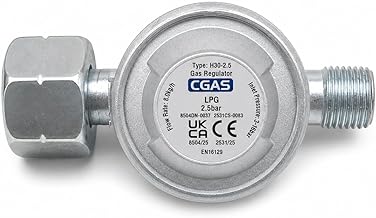 NOLA Gasdruckregler 2,5 bar Modell 772 – Hochdruck Regler für Propan/Butan – 3/8″ Linksgewin…