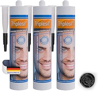 Triplesil Premium Silikon Dichtstoff – 3×310 ml Sanitärsilikon für Bad & Küche –Wasserbes…