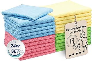 ZOLLNER 24er Set Mikrofasertücher für streifenfreien Glanz – flusenfreie und saugstarke Reinigu…