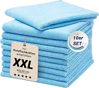 ZOLLNER 10er Set Mikrofasertücher für streifenfreien Glanz – flusenfreie und saugstarke Reinigu…