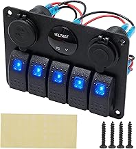 Marine Boot Schalterpanel, 5 Gang Rockerschalter mit Dual USB Ladegerät, wasserdicht mit Zigaret…