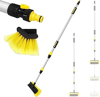 ECD Germany Autowaschbürste mit Alu-Teleskopstiel von 130-300 cm ausziehbar, An/Aus Schalter, we…